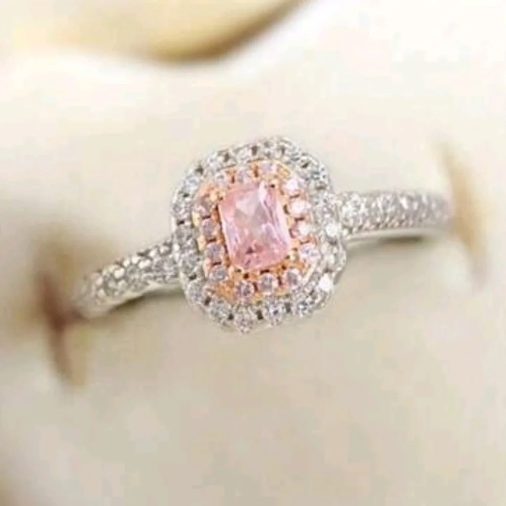 Elegant Pink and Silver Diamond Ring